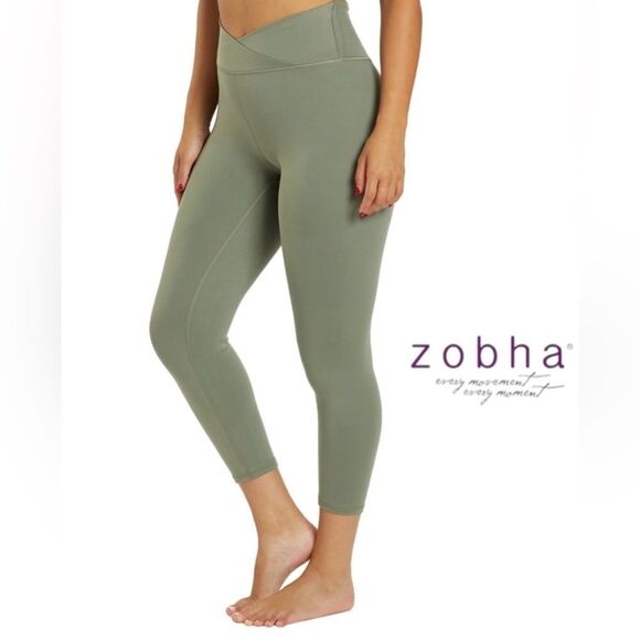 Zobha Pants - Zobha Easy Crossover Ankle in Agave Green